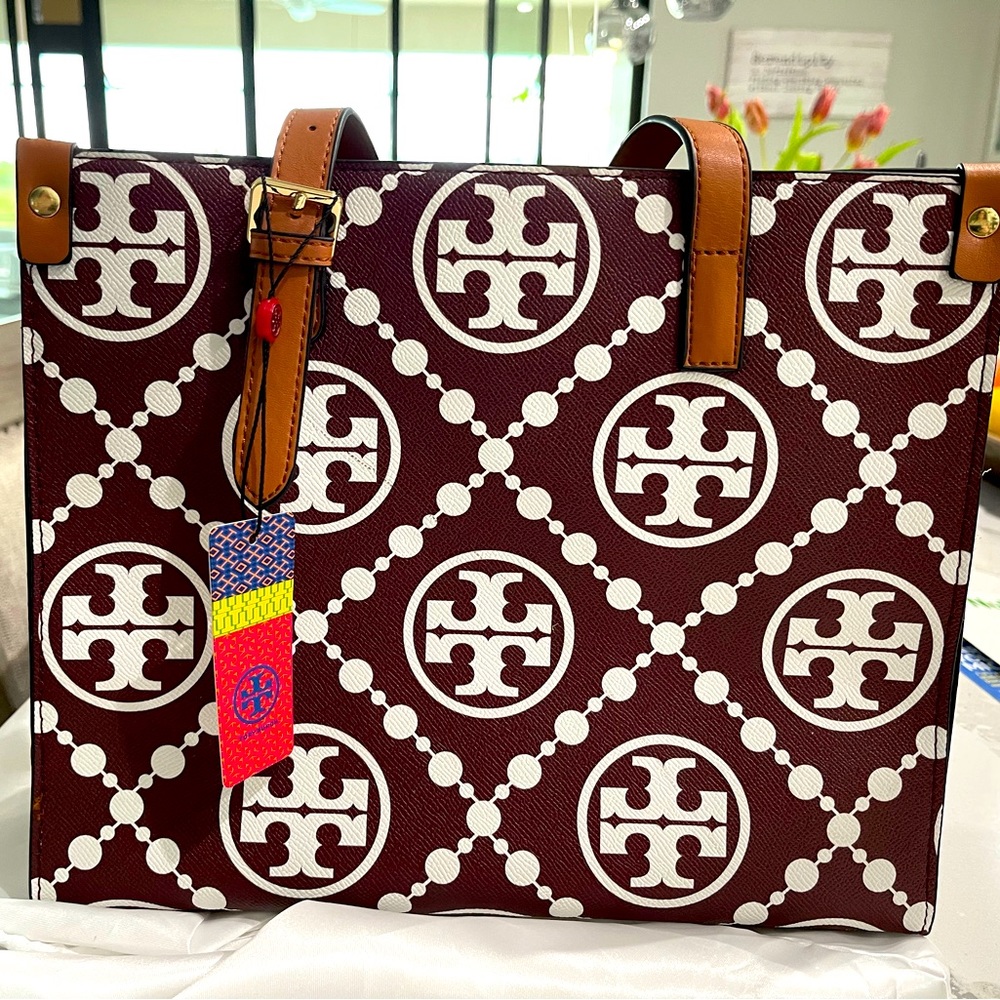 Brown monogram tote
